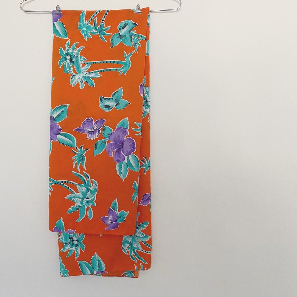 Vintage • Coconut Palm & Hibiscus Pareo in Orange